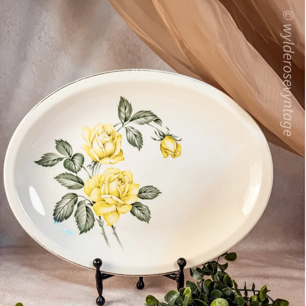 Yellow Rose Platter by Padden City Pottery‎